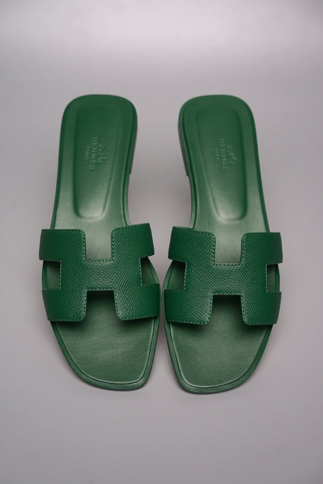 Hermes Oran Sandals in Green Size 38 (Brand New)