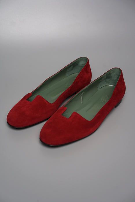 Hermes Joy Chevre Velours Ballerine in Rouge Size 38 (Brand New)