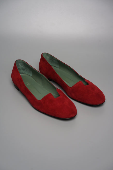 Hermes Joy Chevre Velours Ballerine in Rouge Size 38 (Brand New)