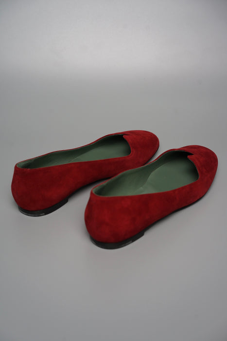 Hermes Joy Chevre Velours Ballerine in Rouge Size 38 (Brand New)