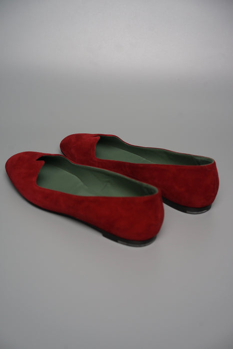 Hermes Joy Chevre Velours Ballerine in Rouge Size 38 (Brand New)