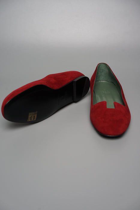 Hermes Joy Chevre Velours Ballerine in Rouge Size 38 (Brand New)