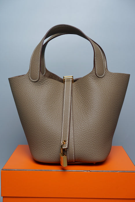 Hermes Picotin 18 in Etoupe Ghw (Brand New)