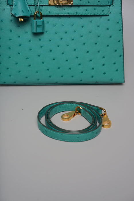 Hermes Kelly 25 in Vert Vertigo Ostrich Ghw