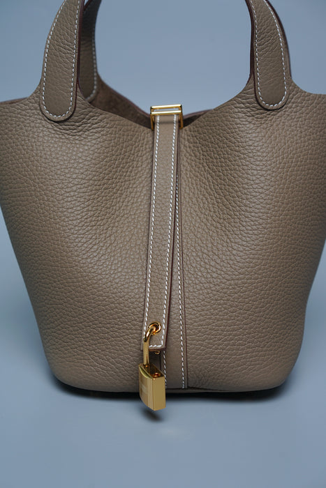 Hermes Picotin 18 in Etoupe Ghw (Brand New)