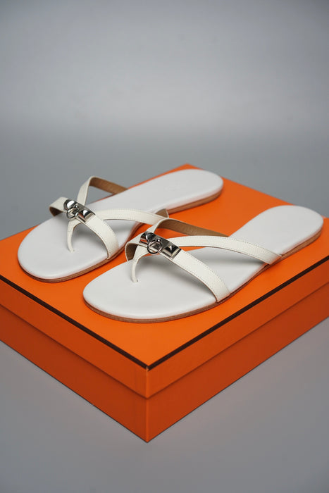 Hermes Corfou Sandals in Blanc Size 38 (Brand New)