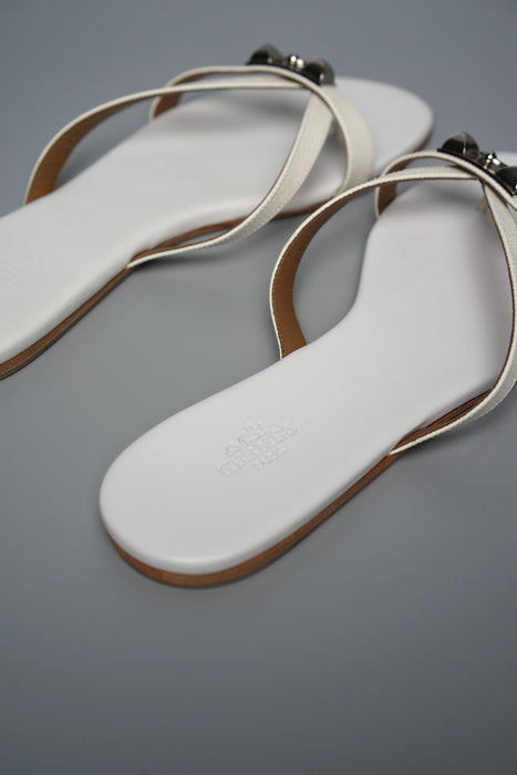 Hermes Corfou Sandals in Blanc Size 38 (Brand New)