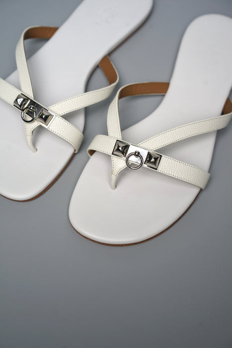 Hermes Corfou Sandals in Blanc Size 38 (Brand New)