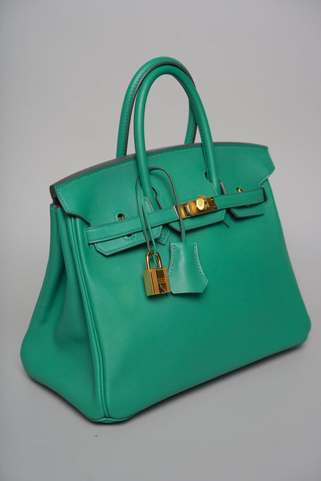 Hermes Birkin 25 in Vert Vertigo Swift Ghw