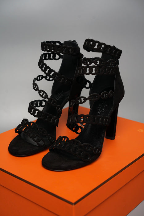 Hermes Naide Chaine d'Ancre Sandals in Black Size 38 (Brand New)