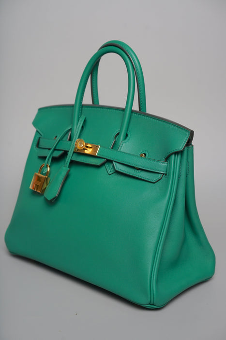 Hermes Birkin 25 in Vert Vertigo Swift Ghw