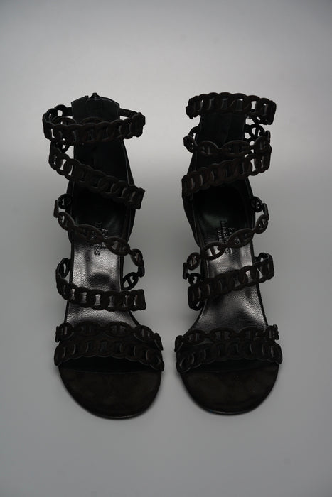 Hermes Naide Chaine d'Ancre Sandals in Black Size 38 (Brand New)