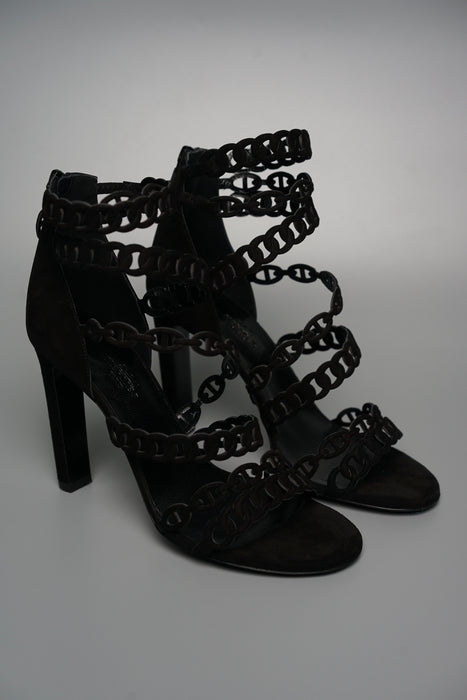 Hermes Naide Chaine d'Ancre Sandals in Black Size 38 (Brand New)