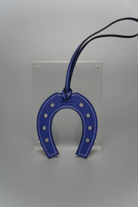 Hermes Horseshoe Paddock Charm in Bleu Electrique (Brand New)