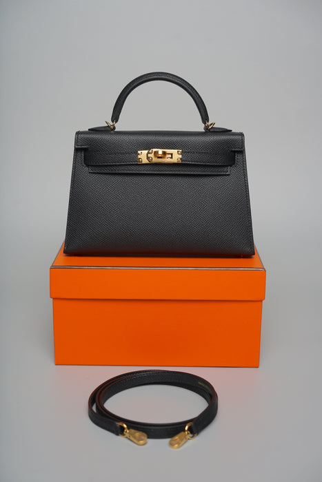 Hermes Kelly 20 Epsom in Noir Ghw (Brand New)