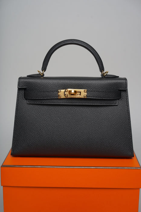 Hermes Kelly 20 Epsom in Noir Ghw (Brand New)
