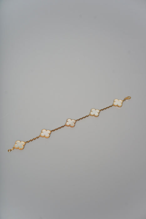 VCA Alhambra 5 Motif Bracelet in White MOP