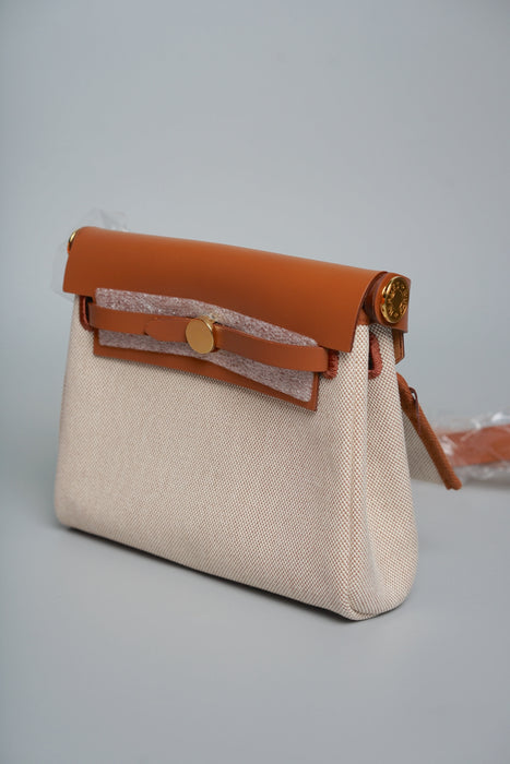 Hermes Mini Herbag in Ecru-Beige/Fauve Ghw (Brand New)