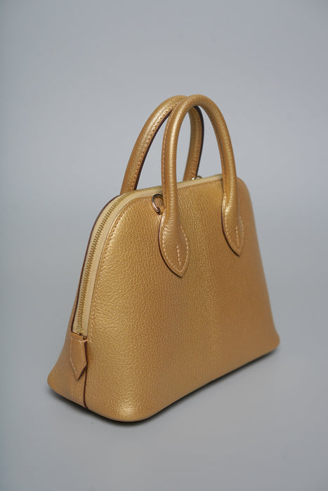 Hermes Mini Bolide in Dore Chevre Permabrass (Brand New)