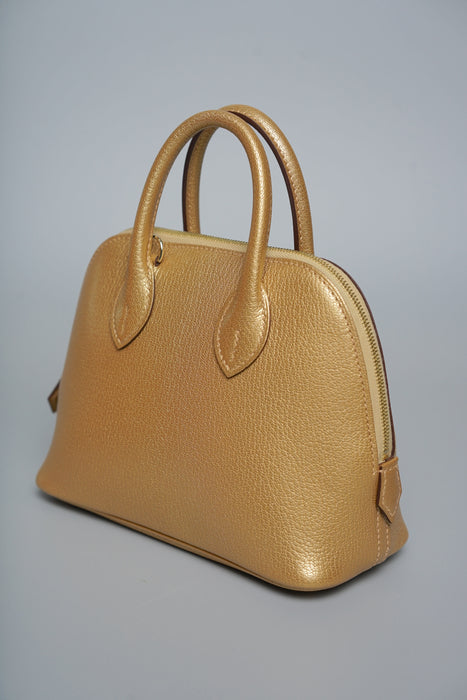 Hermes Mini Bolide in Dore Chevre Permabrass (Brand New)