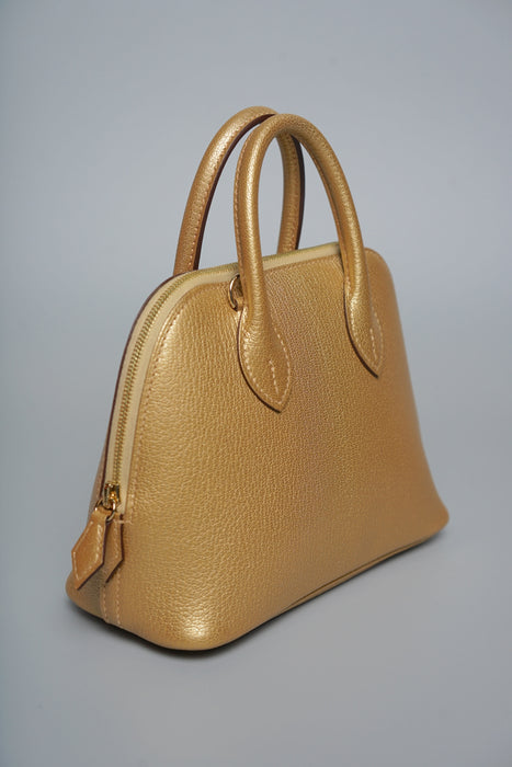 Hermes Mini Bolide in Dore Chevre Permabrass (Brand New)