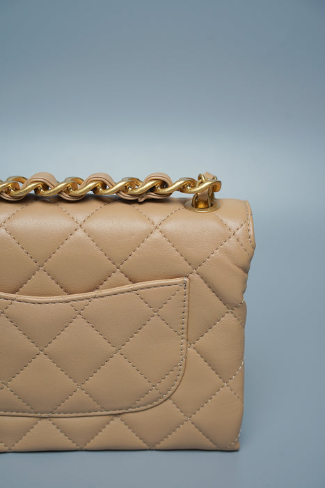 Chanel Small Flap Bag in Dark Beige Lambskin Ghw (Brand New)