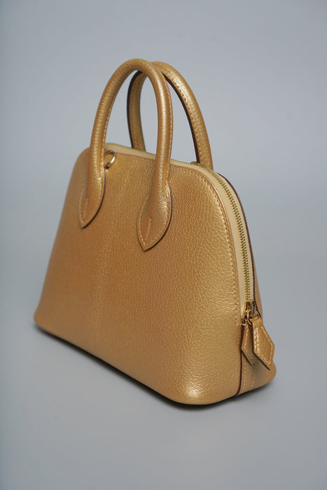 Hermes Mini Bolide in Dore Chevre Permabrass (Brand New)