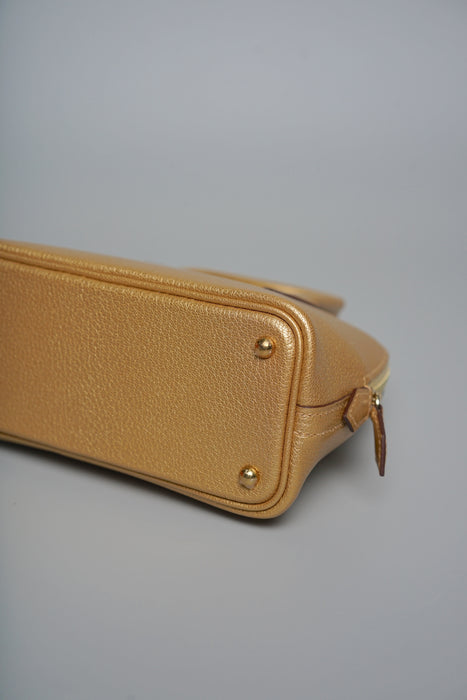 Hermes Mini Bolide in Dore Chevre Permabrass (Brand New)
