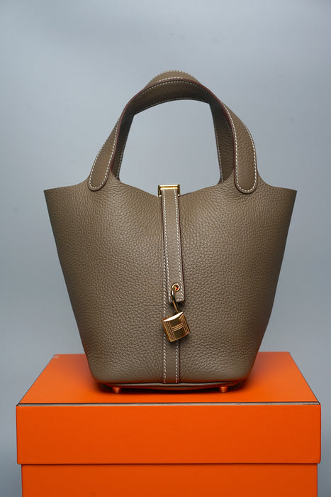 Hermes Picotin 18 in Etoupe Ghw (Brand New)