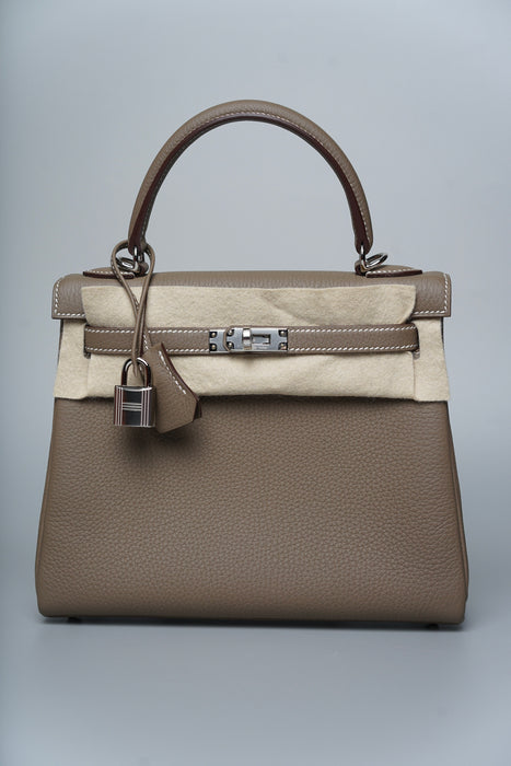 Hermes Retourne Kelly 25 in Etoupe Togo Phw (Brand New)