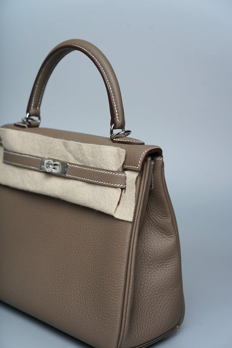 Hermes Retourne Kelly 25 in Etoupe Togo Phw (Brand New)