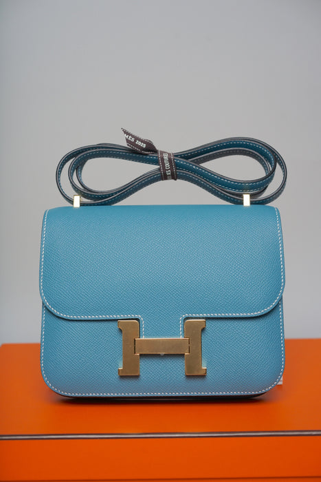 Hermes Constance 18 in Blue Jeans Epsom Ghw (Brand New)