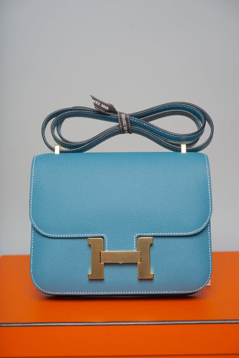 Hermes Constance 18 in Blue Jeans Epsom Ghw (Brand New)