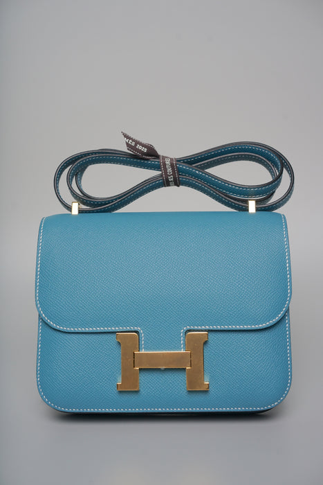 Hermes Constance 18 in Blue Jeans Epsom Ghw (Brand New)
