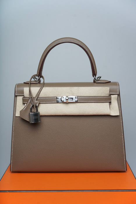 Hermes Kelly Sellier 25 in Etoupe Phw (Brand New)