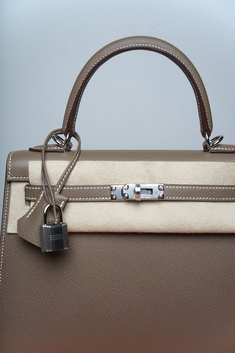 Hermes Kelly Sellier 25 in Etoupe Phw (Brand New)