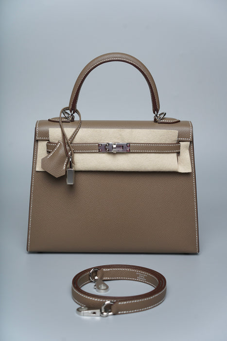 Hermes Kelly Sellier 25 in Etoupe Phw (Brand New)