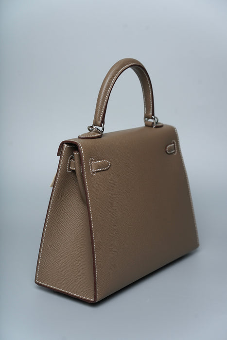 Hermes Kelly Sellier 25 in Etoupe Phw (Brand New)