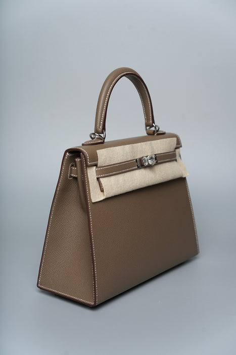 Hermes Kelly Sellier 25 in Etoupe Phw (Brand New)
