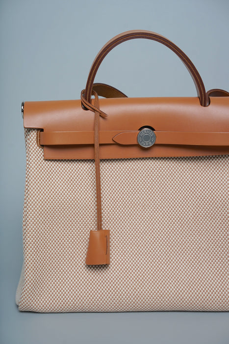 Hermes Herbag 31 in Ecru / Beige Phw