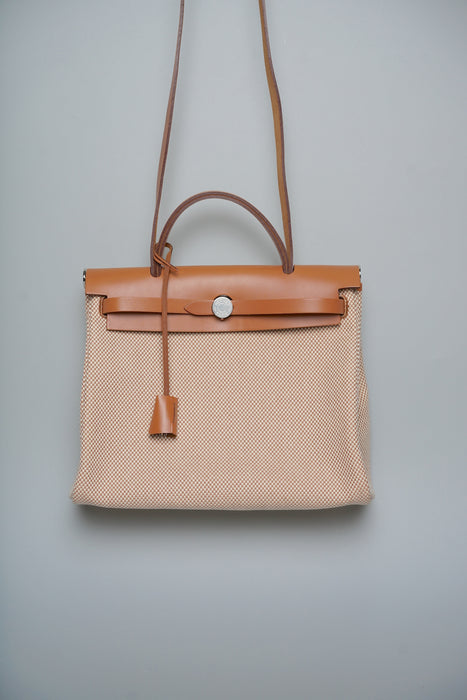 Hermes Herbag 31 in Ecru / Beige Phw