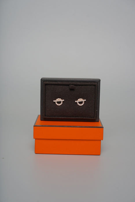 Hermes Finesse Earrings in Rose Gold with Diamond