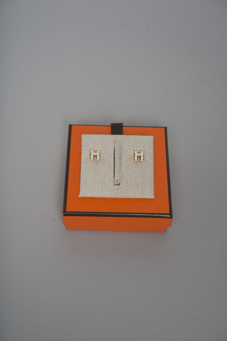 Hermes Mini Pop H Earrings in Blanc Ghw (Brand New)