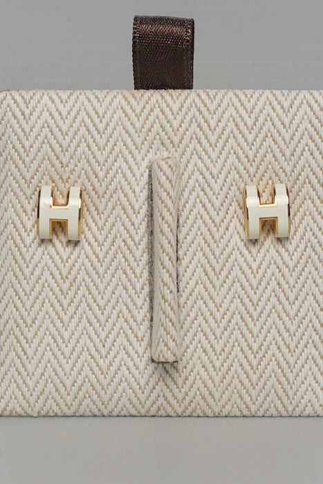 Hermes Mini Pop H Earrings in Blanc Ghw (Brand New)