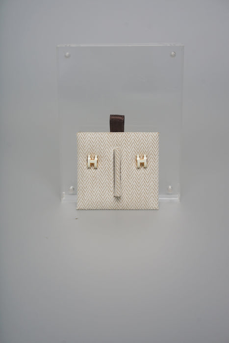 Hermes Mini Pop H Earrings in Blanc Ghw (Brand New)