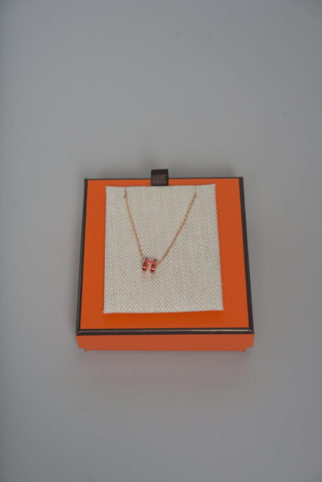 Hermes Mini Pop H Splas'H Pendant in Rose Azalée Transparent Rghw (Brand New)