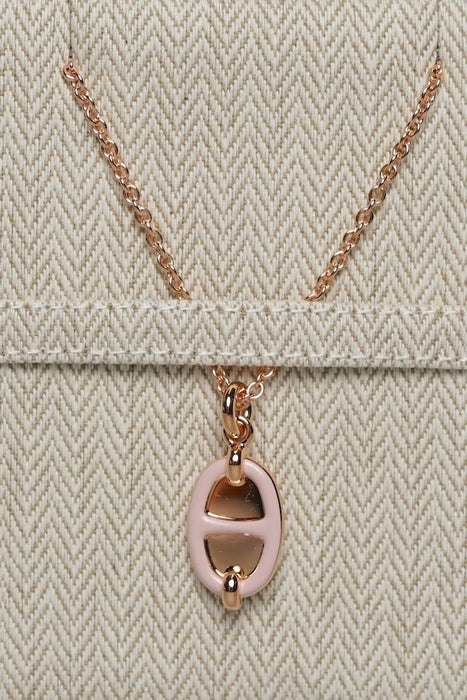 Hermes Mini Maillon Pendant, small model in Rose Candeur Rghw (Brand New)
