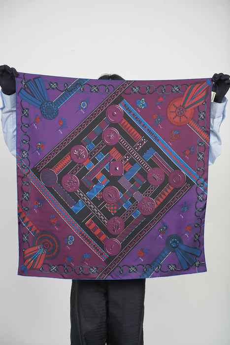 Hermes Flots Fleurs Et Frontaux Scarf 90cm in Prune/Aubergine/Ardoise (Brand New)