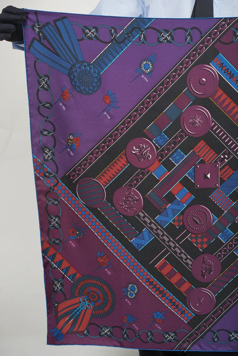 Hermes Flots Fleurs Et Frontaux Scarf 90cm in Prune/Aubergine/Ardoise (Brand New)