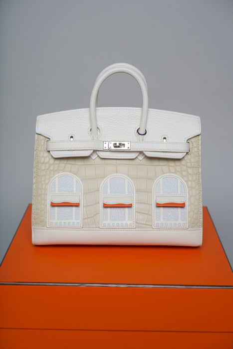 Hermes Birkin 20 in Faubourg White Snow Phw (Brand New)